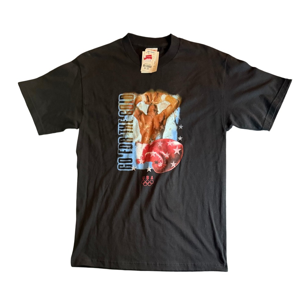 USA Olympics Go For The Gold T-Shirt Mens Large Black Vintage Boxing Graphic
